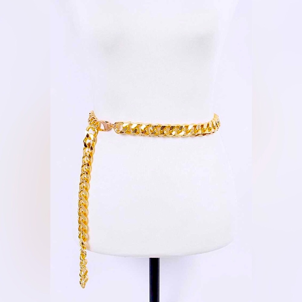 Gold or Silver Metal Chunky Chain Adjustable Statement Belt